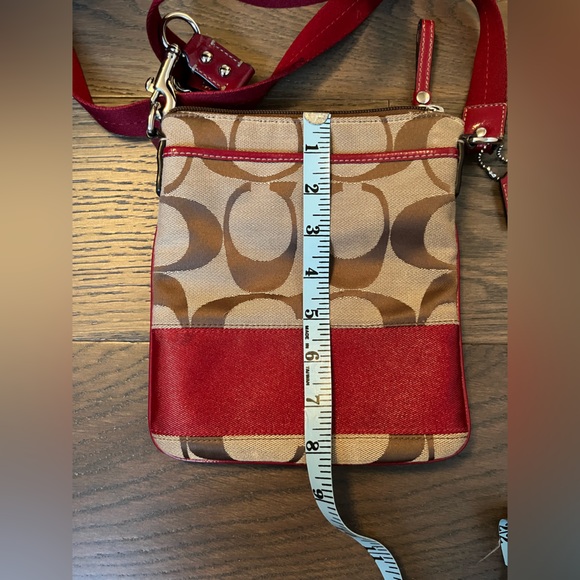 Coach NWOT Signature Messenger Red and Brown Crossbody Bag - Picture 4 of 5
